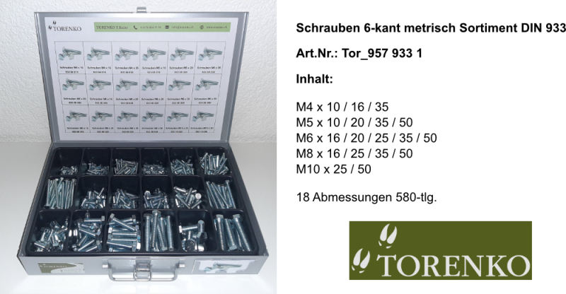 Sortiment Schrauben 6-kant metrisch DIN 933